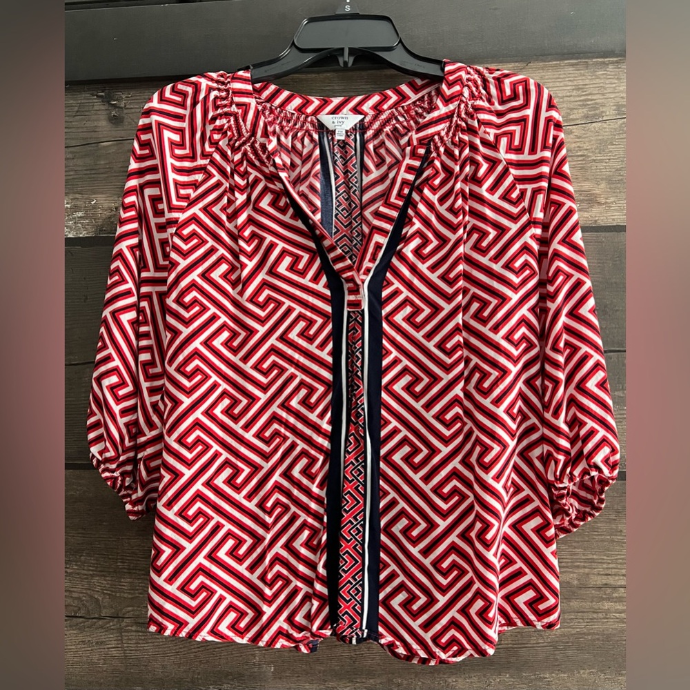 Red Geometric Women's Top women’s PM
